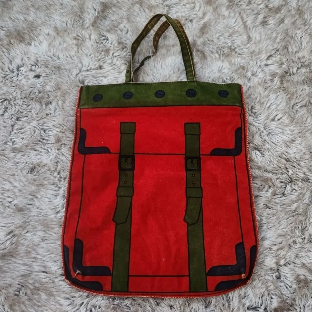 Roberta di Camerino‎ Vintage Velvet Trompe L'oeil Tote Bag Red, Green, and Blue